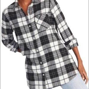 Old Navy - Flannel The Tunic Shirt - Black & White - Size Medium Womens